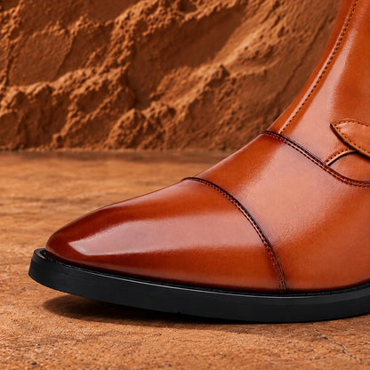 Polished Buckle Ankle Boots
