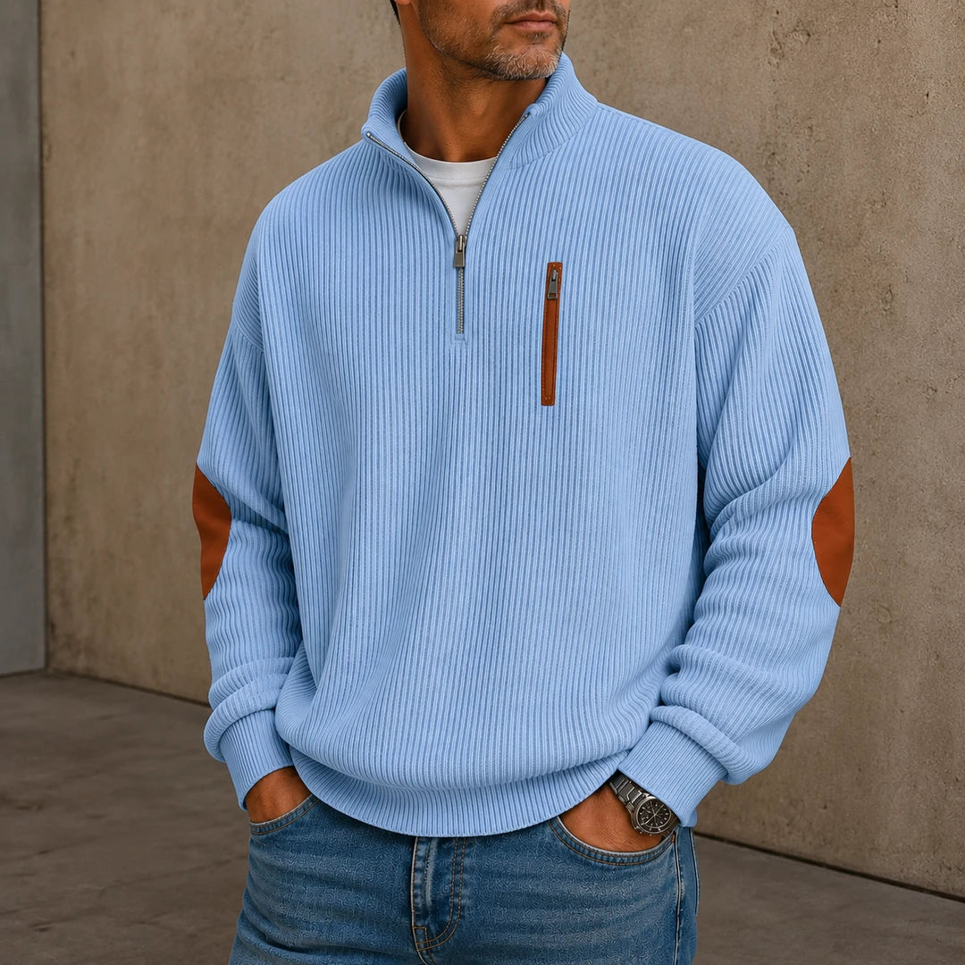 Quarter-Zip Ribbed Pullover