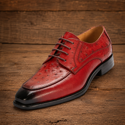 Ostrich Embossed Leather Shoes