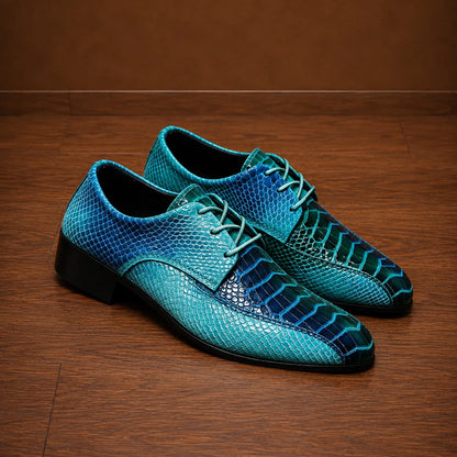 Reptile-Print Lace Dress Shoes