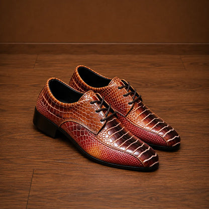 Reptile-Print Lace Dress Shoes