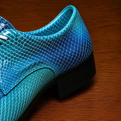 Reptile-Print Lace Dress Shoes