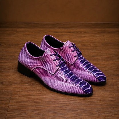 Reptile-Print Lace Dress Shoes