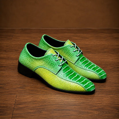 Reptile-Print Lace Dress Shoes