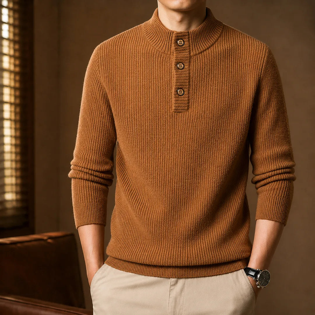 Ribbed Button Front Sweater