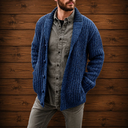 Ribbed Shawl Collar Cardigan