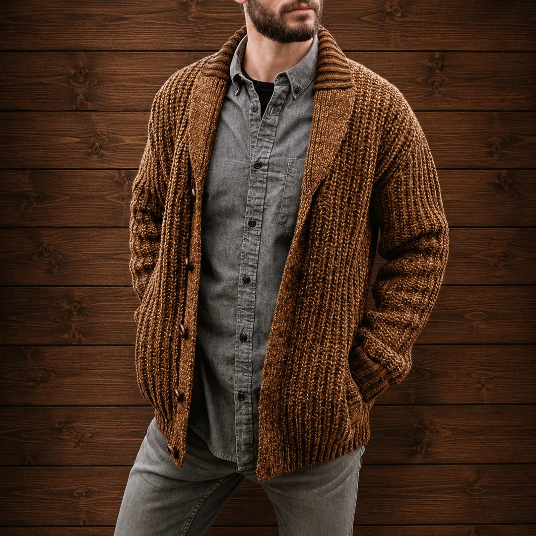 Ribbed Shawl Collar Cardigan