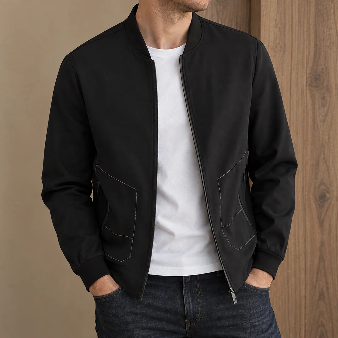 Ribbed Trim Bomber Jacket