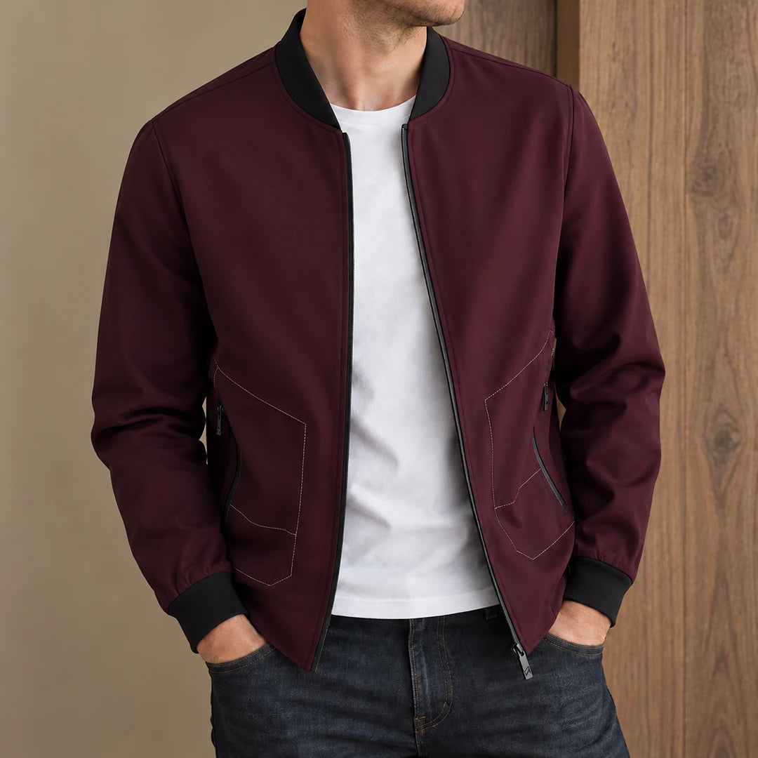 Ribbed Trim Bomber Jacket