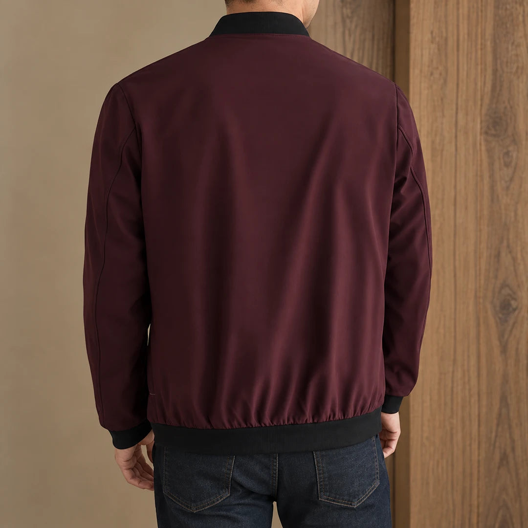 Ribbed Trim Bomber Jacket