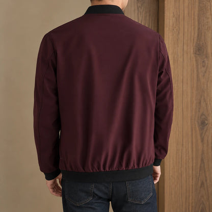 Ribbed Trim Bomber Jacket