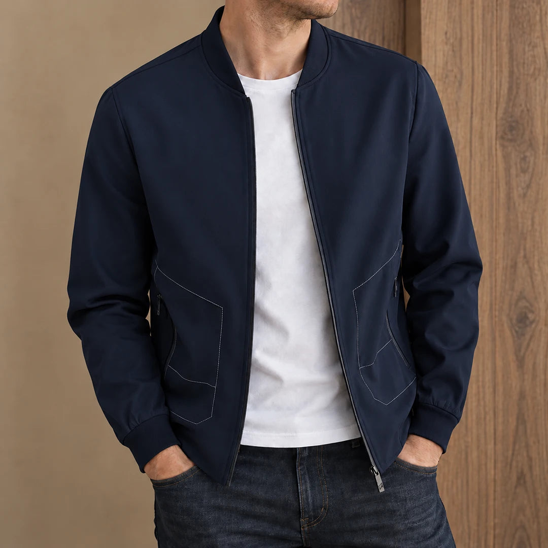 Ribbed Trim Bomber Jacket