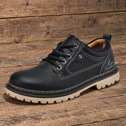 Rugged Lace-Up Panel Shoes