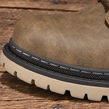 Rugged Lace-Up Panel Shoes