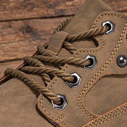 Rugged Lace-Up Panel Shoes