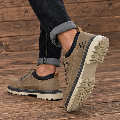 Rugged Lace-Up Panel Shoes
