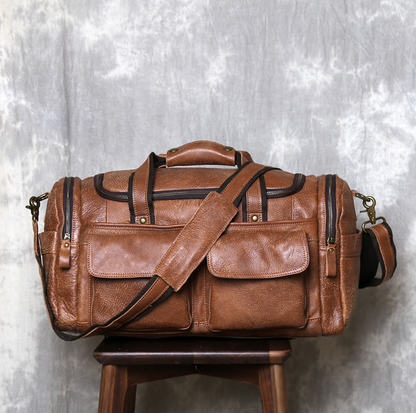 LEATHER DUFFLE TRAVEL BAG