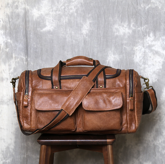 LEATHER DUFFLE TRAVEL BAG
