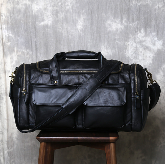 LEATHER DUFFLE TRAVEL BAG