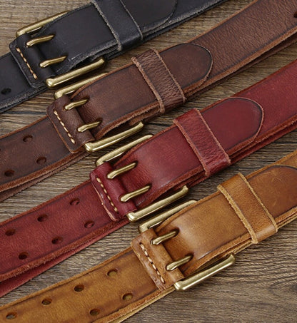 PREMIUM DOUBLE-PRONG LEATHER BELT