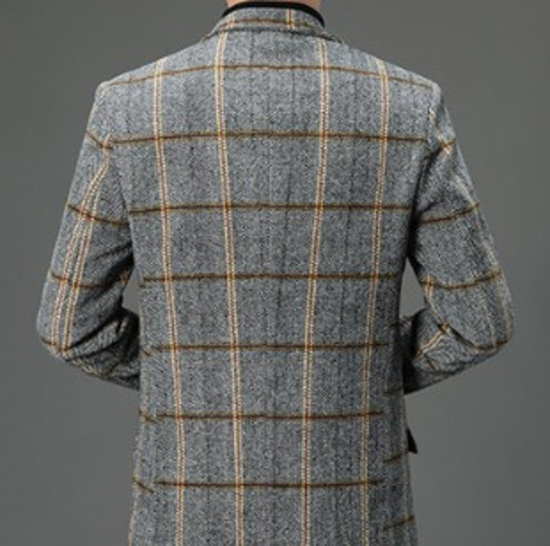 Elegant Plaid Wool Coat