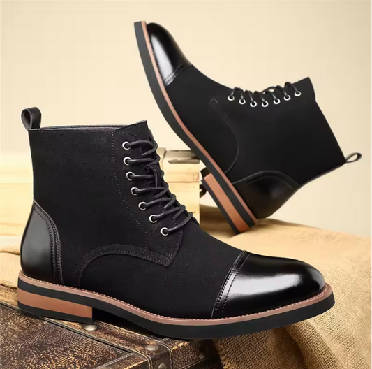 TWO-TONE SUEDE BOOTS