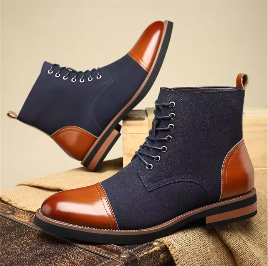 TWO-TONE SUEDE BOOTS