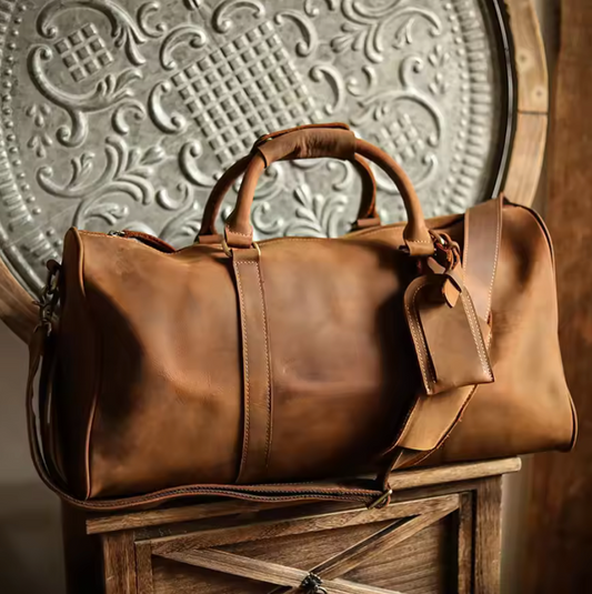 TRAVEL VINTAGE LEATHER DUFFLE BAG