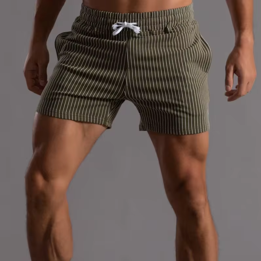FITNESS STRIPE COTTON SHORTS