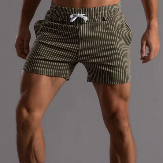 FITNESS STRIPE COTTON SHORTS
