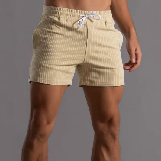 FITNESS STRIPE COTTON SHORTS