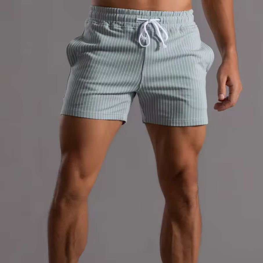 FITNESS STRIPE COTTON SHORTS