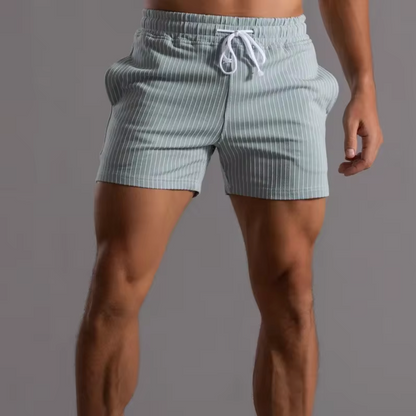 FITNESS STRIPE COTTON SHORTS