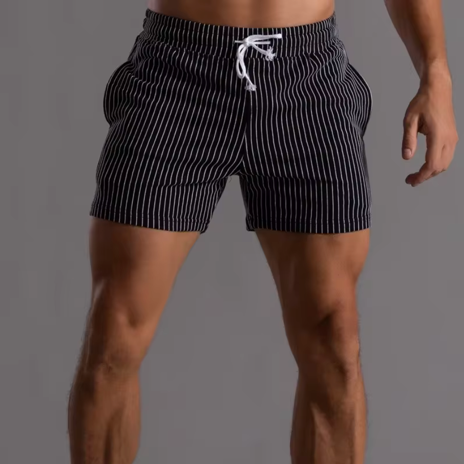 FITNESS STRIPE COTTON SHORTS