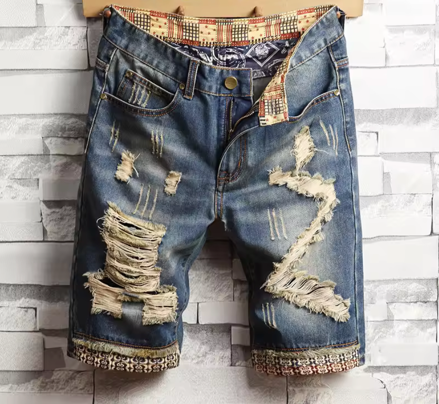 RIPPED DENIM SHORTS