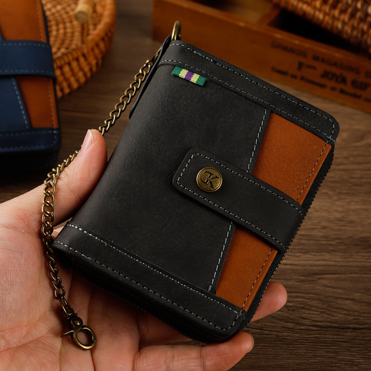 BUCKLE CHAIN LEATHER WALLET