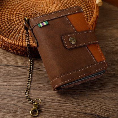 BUCKLE CHAIN LEATHER WALLET