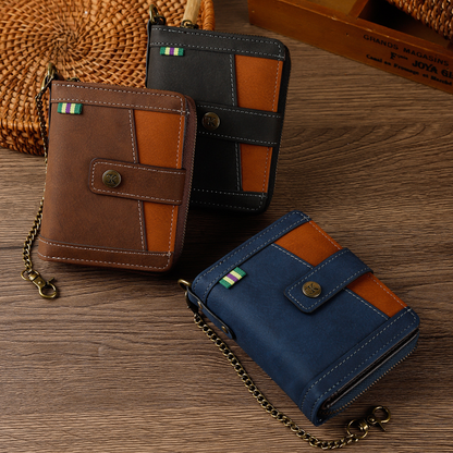 BUCKLE CHAIN LEATHER WALLET