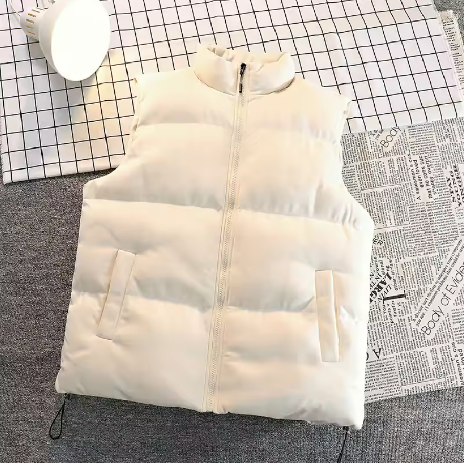 SUEDE HIGH-NECK DOWN VEST