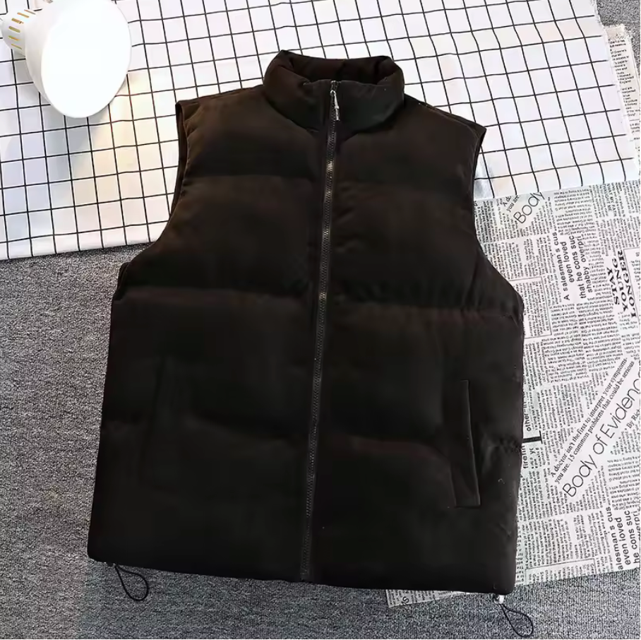 SUEDE HIGH-NECK DOWN VEST
