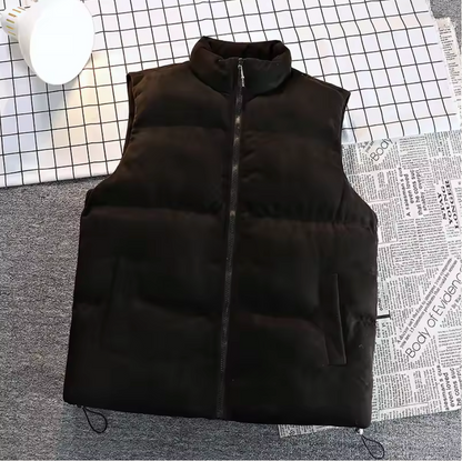 SUEDE HIGH-NECK DOWN VEST