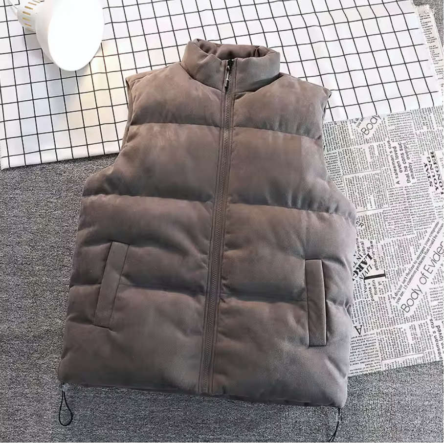 SUEDE HIGH-NECK DOWN VEST