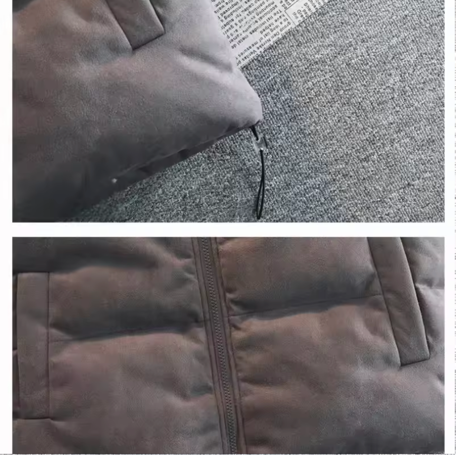 SUEDE HIGH-NECK DOWN VEST