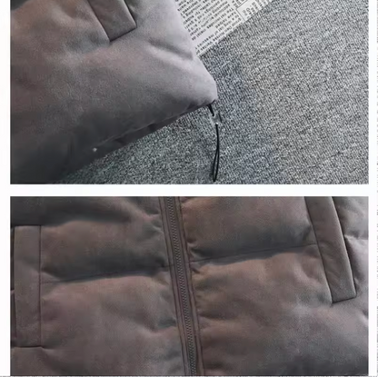 SUEDE HIGH-NECK DOWN VEST