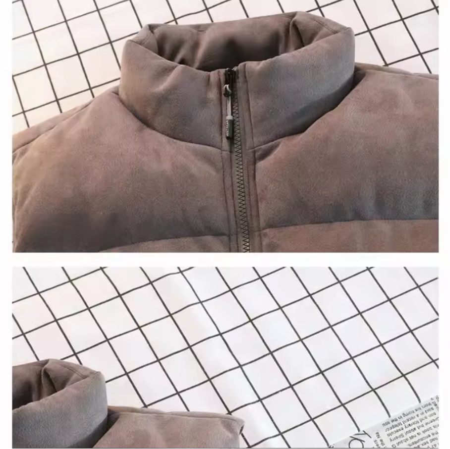 SUEDE HIGH-NECK DOWN VEST