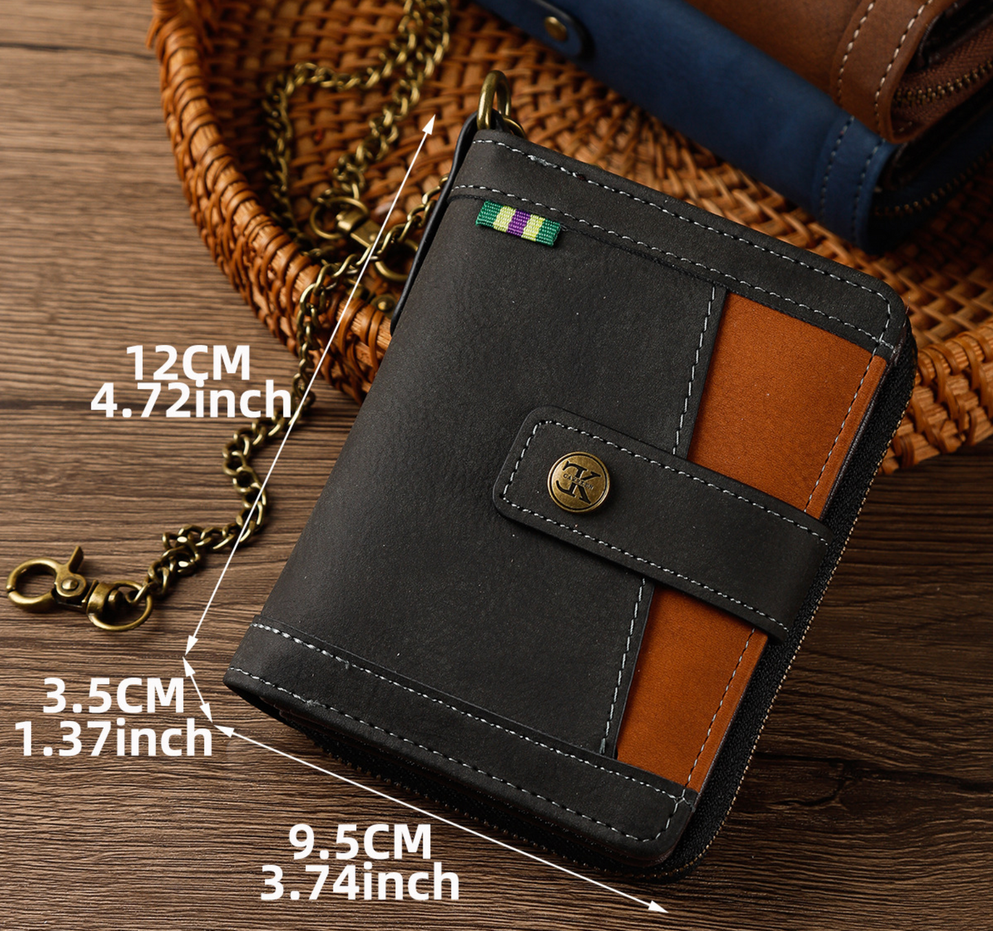 BUCKLE CHAIN LEATHER WALLET