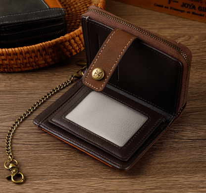 BUCKLE CHAIN LEATHER WALLET