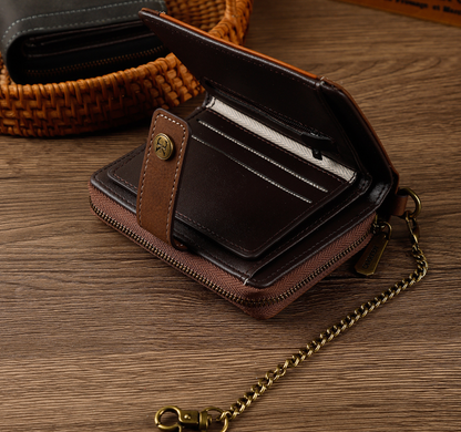 BUCKLE CHAIN LEATHER WALLET