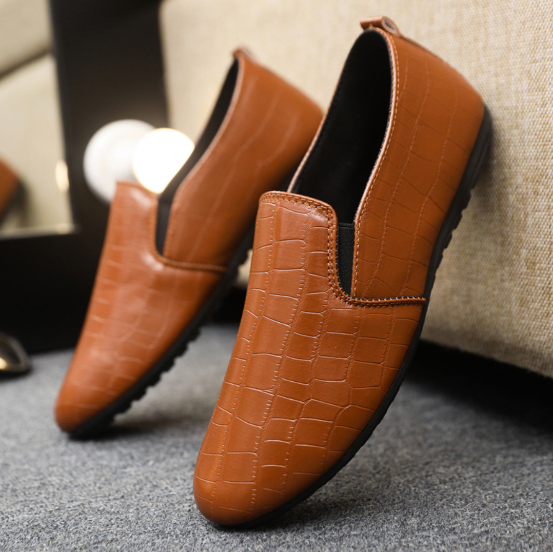 CROC-EMBOSS SLIP-ONS