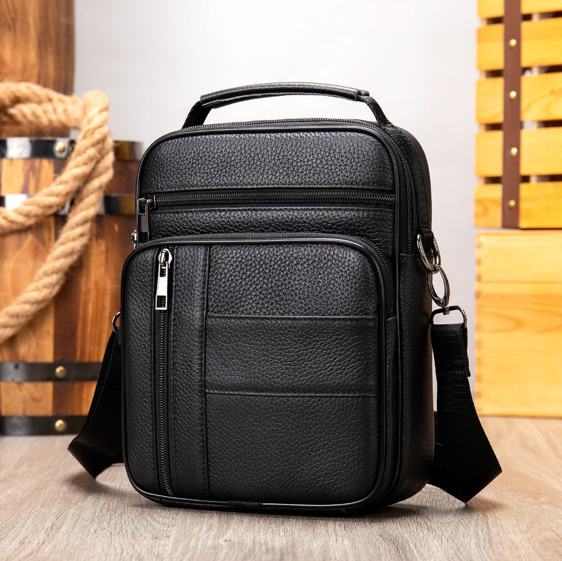 GENUINE LEATHER CROSSBODY BAG